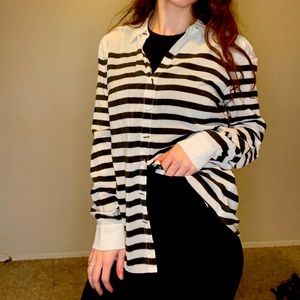 WHBM Striped Button Down Blouse